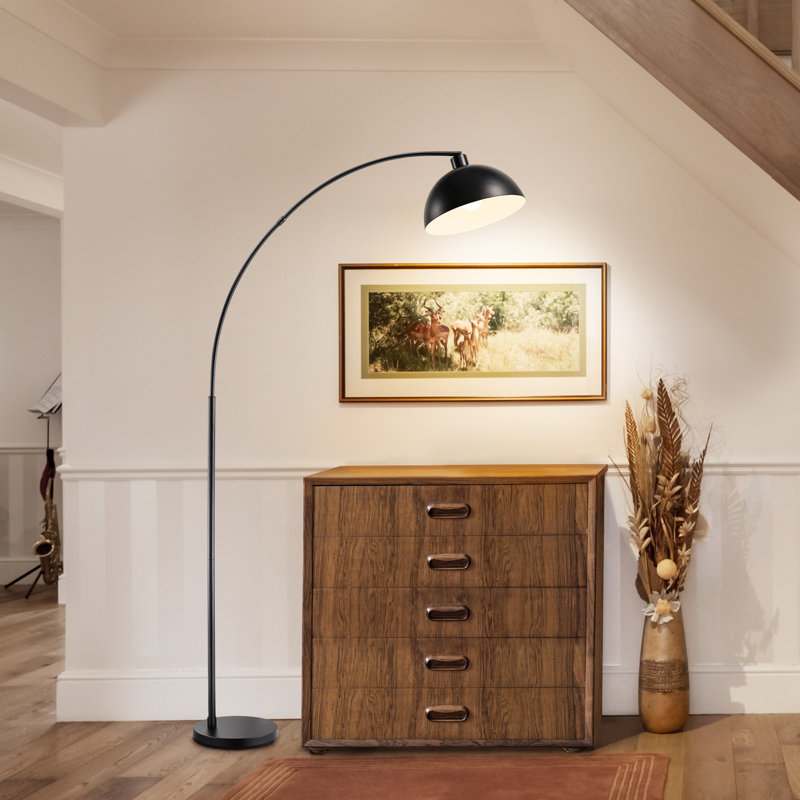 Bynaker 78.4'' Arched/Arc Floor Lamp with metal shade, Black