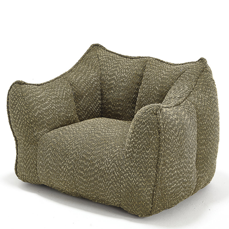 Thaloria Bean Bag Chair Lazy Sofas, Olive Green Chenille, 30.7" H x 47.2" W x 36.2" D