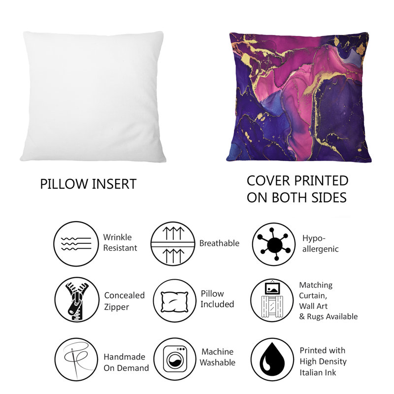 Coussin décoratif mauve et abstrait abstrait mauve et bleu 12 po x 20 po