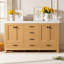Meuble-lavabo double 59,3 po avec cadre en bois massif et armoire en panneau de fibres à densité moyenne, deux lavabos en résine SMC, portes à fermeture en douceur et 5 tiroirs, tablettes réglables en forme de U, poignées en aluminium noir pour les grandes salles de bain