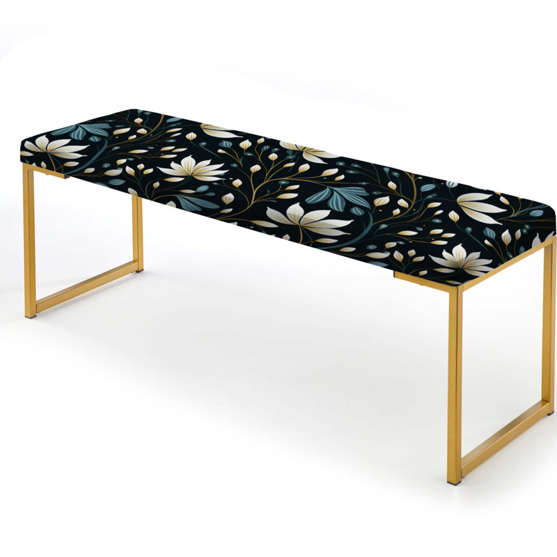 Banc rembourré or, White And Black Minimalist Cottage Flowers