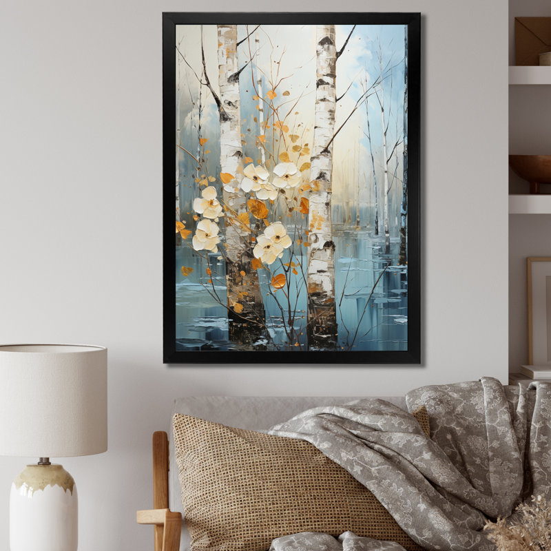 Wilesha " Birch Woods Winter Whispers V ", Black Picture Framed, 20" H x 12" W x 1" D