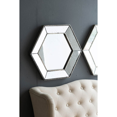 Hexagon Wall Mirror with Unique Frame and Reflective Surface