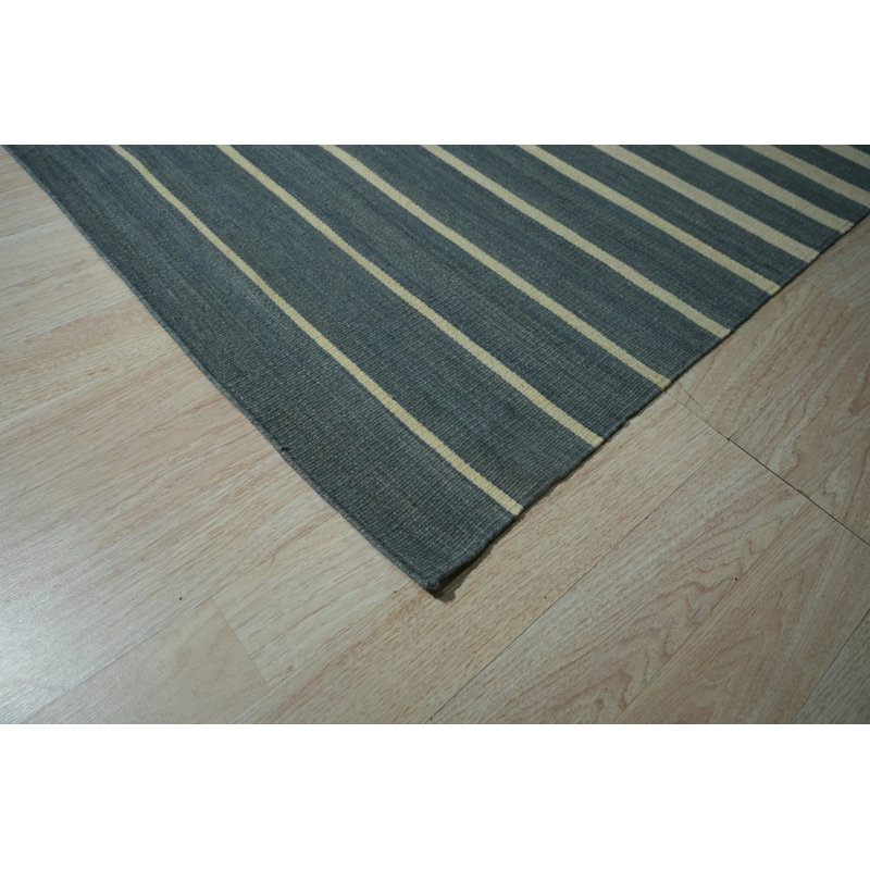 Multicolor Handwoven Wool Striated Color Blocks Geometric Modern Contemporary Carpet Rug, 9' x 12'