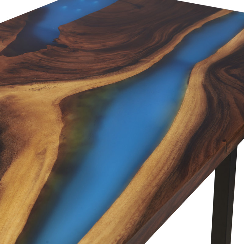 Abi-Rose Walnut Solid Wood Top Metal Base Dining Table