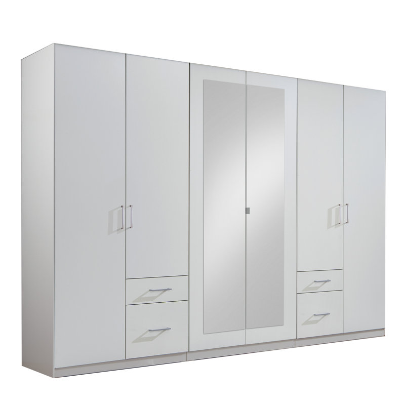 Aviva 6 Door Manufactured Wood Wardrobe, Alpine White