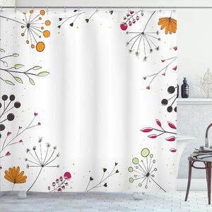 Red Barrel Studio® Prussia Floral Shower Curtain with Hooks Included ...