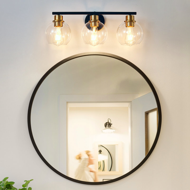 Éclairage de meuble-lavabo à intensité variable Aanay, 3, Noir mat / Or