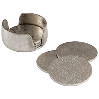 Aluminum Round Coaster Set With Holder