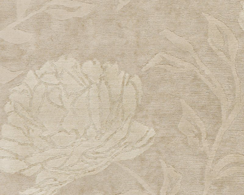 Peony Floral Area Rug in Beige/Neutral/Taupe, Rectangle 3' x 5'