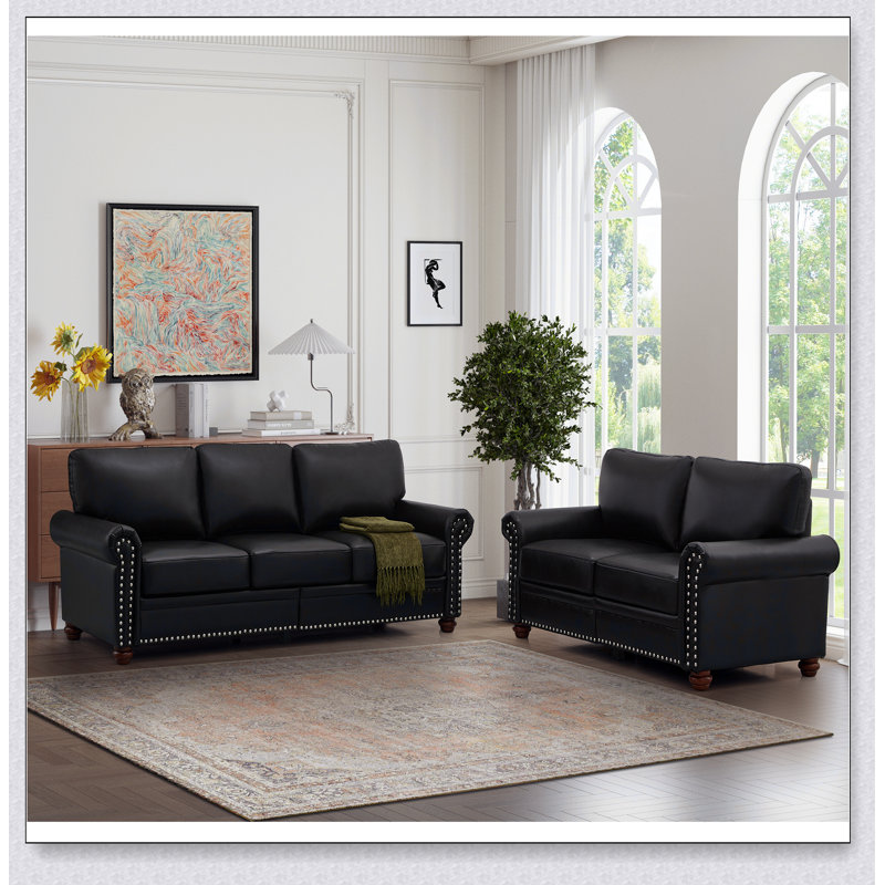 Ensemble de salon avec canapé de rangement, Noir