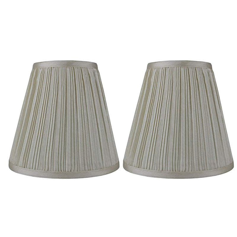 8'' H Silk Empire Lamp Shade, Pleated Cream Faux Silk
