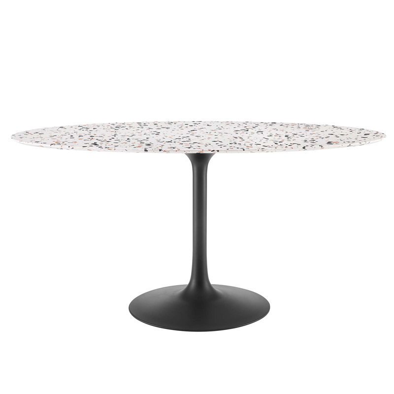 Modway Lippa 60" Oval Terrazzo Dining Table, Black