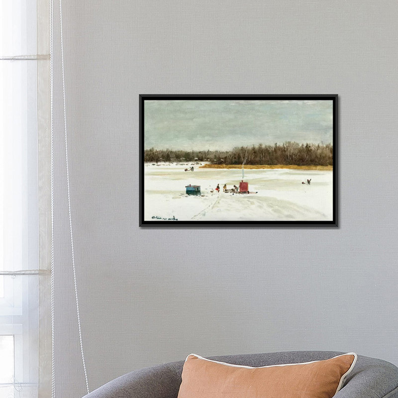 Ice Fishing Morning by Ernest Chiriacka - Wrapped Canvas Gallery-Wrapped Canvas Giclée, Black Framed Canvas, No Mat