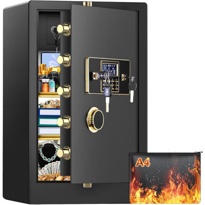 6.1 Cubic Extra Large Heavy Duty Home Safe with Fireproof Bag, Anti-theft Electronic Safe Box with Combination Lock, Inner Privacy Cabinet and Keys, Fireproof Safes for Home Business Office