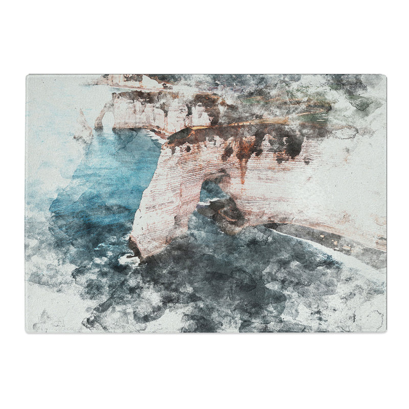 Tempered Glass Etretat in France Chopping Board, 28.5 cm x 39 cm