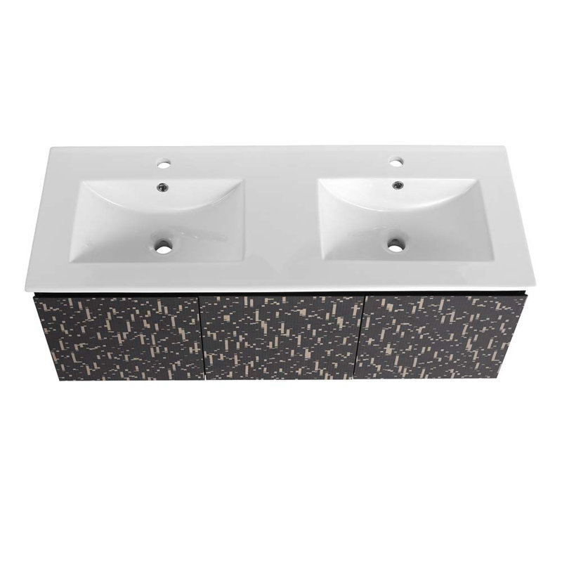 Ensemble de meuble-lavabo double 47,6 po avec plateau en céramique Reuven