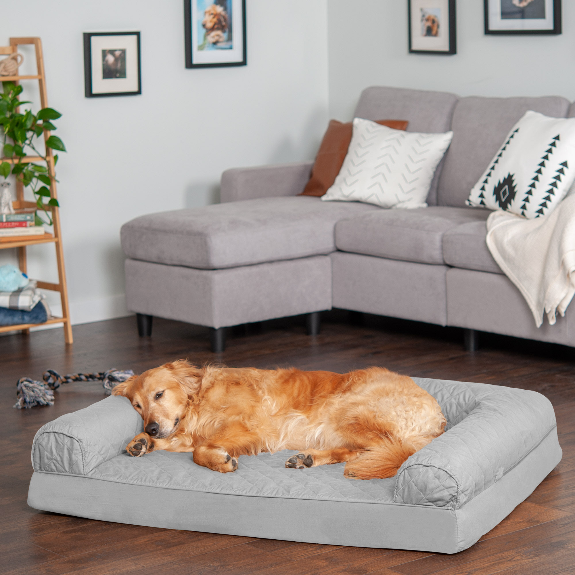 FurHaven Quilted Full Support Solid Orthopedic Sofa Dog Bed & Reviews ...