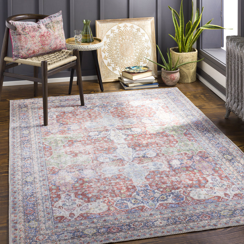Chavarria Oriental Red/Blue/Green Area Rug, Rectangle 7'6" x 9'6"