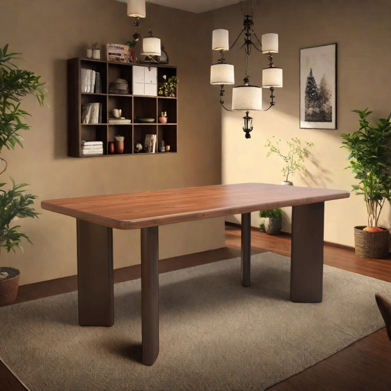 Mid-Century Simple Rectangular Dining Table., 29.53"H x 78.74"L x 31.5"W