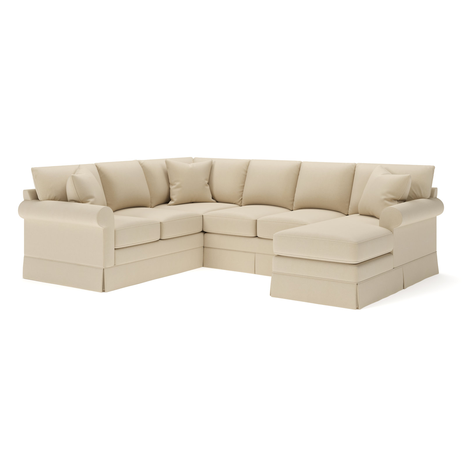 Friedman Upholstered Chaise U-Sectional, Right Hand Facing, Bayou Stone Canvas