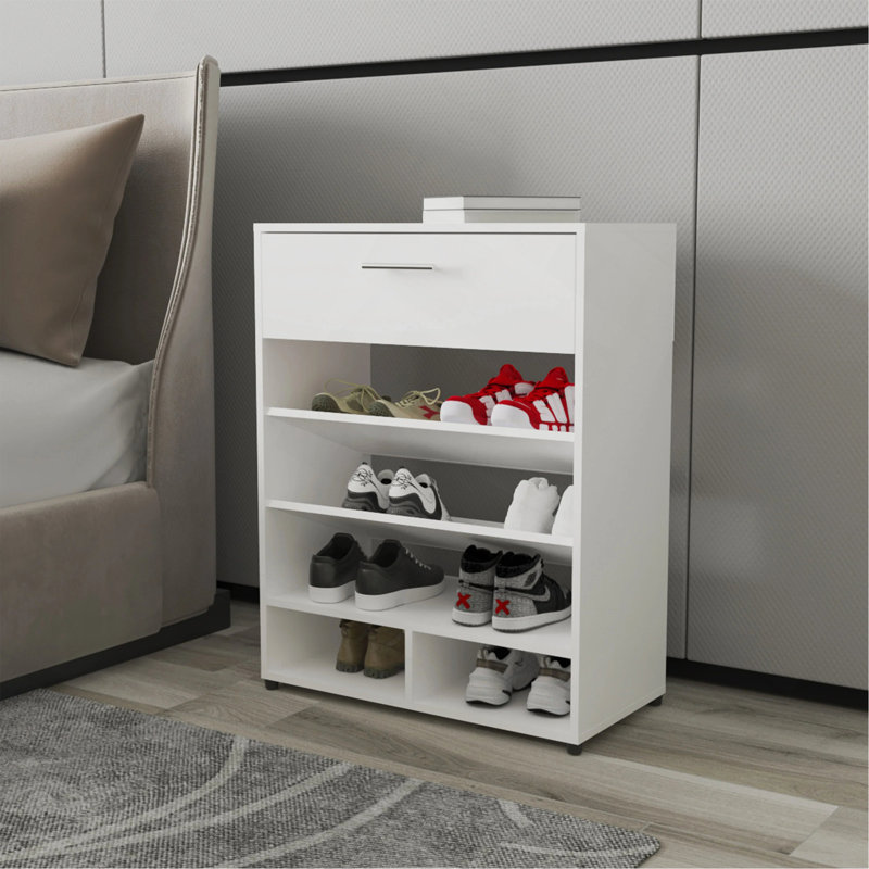White Shoe Rack With 1-Drawer