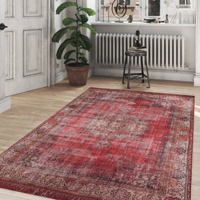 Luxurious Machine Washable Area Rug, 4.9 x 7.5 Feet, 100% Polyester, 1850 g/m², Pile Height: 0.2 inches | Eco-Friendly Recycled Poly Cotton Backing | Perfect for Living Room & Bedroom, Soft and Durable Design