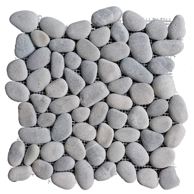 Rainforest 12" x 12" Natural Stone Pebbles Mosaic Wall & Floor Tile, Light Gray