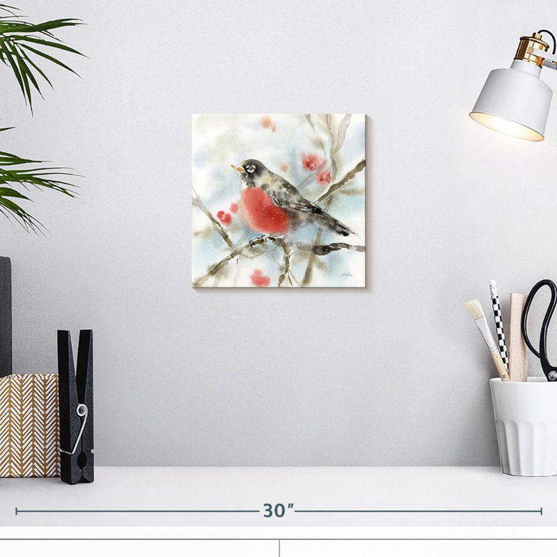 Brampt Perched Winter Robin, 10" H x 10" W