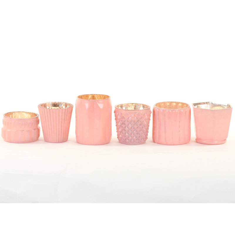 12.6'' H Mercury Glass Tabletop Votive Holder, Blush Pink