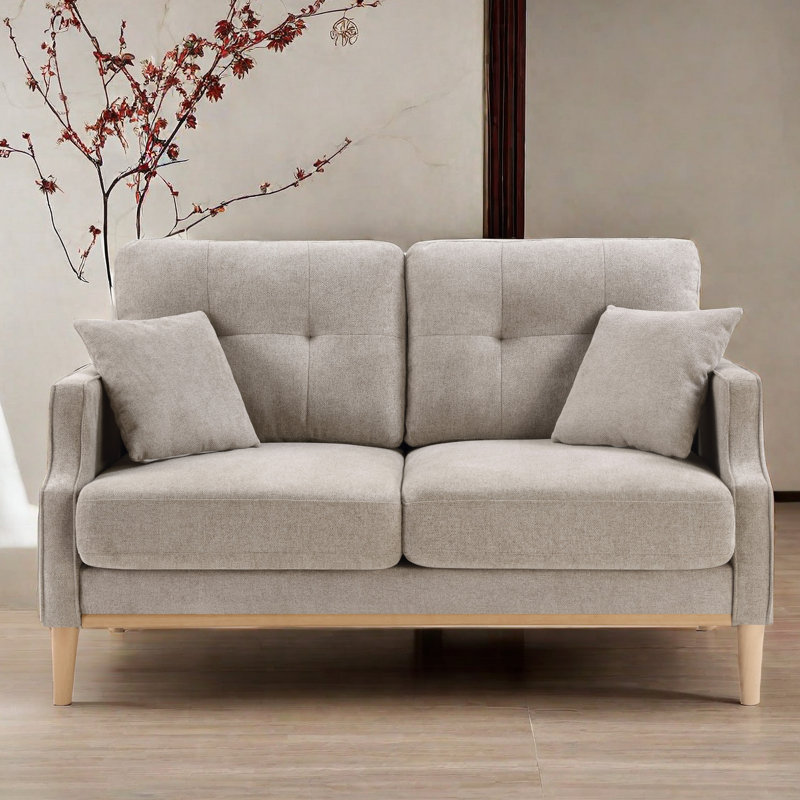 Nathaneil Fabric 56.8'' Reception Loveseat, Gray
