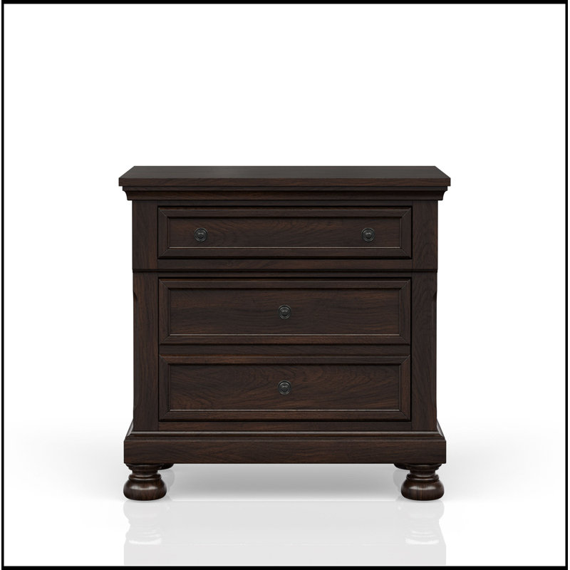 Dark Cherry Nightstand Two Drawer