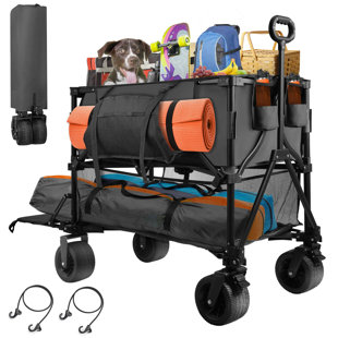 Wagon pliable robuste pour l'extérieur avec roulettes - grande capacité pour le camping, la plage et le jardin