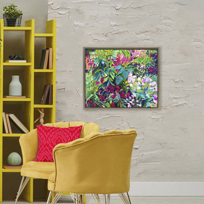 Cadre flottant avec feuilles tropicales luxuriantes et vibrantes, design par Lee Ann Zirbes