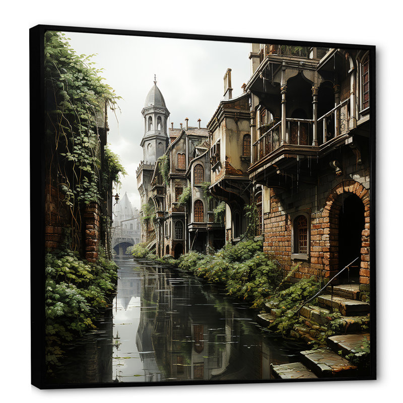 Reproduction d'art graphique sur toile, Cadre flottant noir, H 24 po x l 24 po
