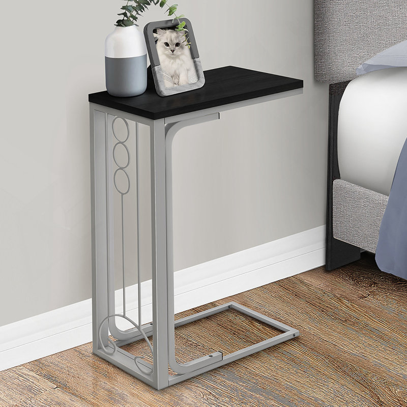 Table d'appoint, en forme de C, bout, côté, collation, stratifié noir, métal gris, transitionnel