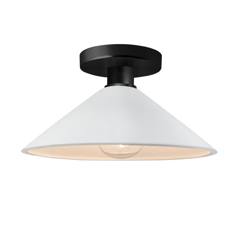 Plafonnier semi-encastré en céramique Dottie, Blanc brillant / noir mat, Noir mat, Incandescente (non incluse)