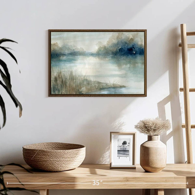 Still Still Waters, 19 po x 13 po, Cadre flottant noyer