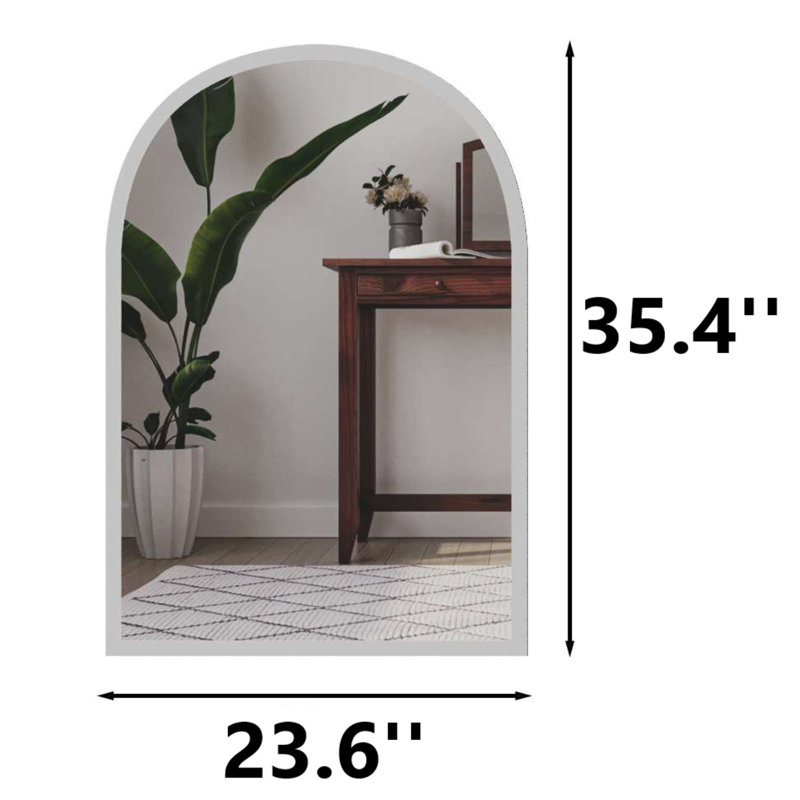 Miroir arqué 100% bois aggloméré, Blanc