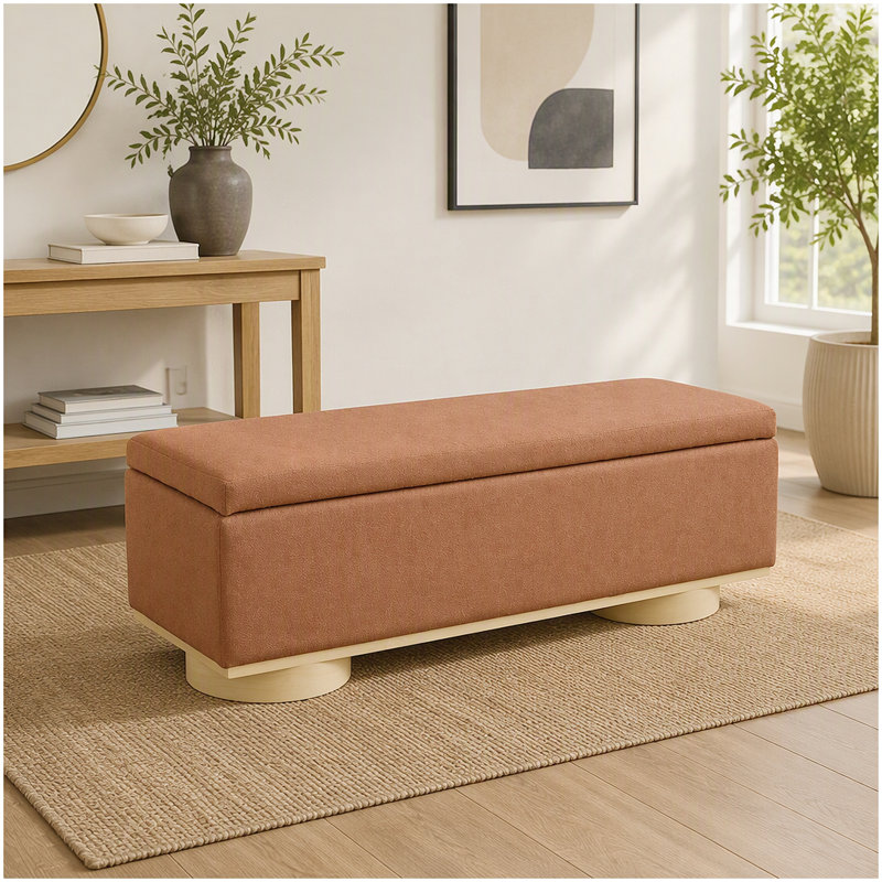 Faux Fur Upholstered Bench with Flip Top