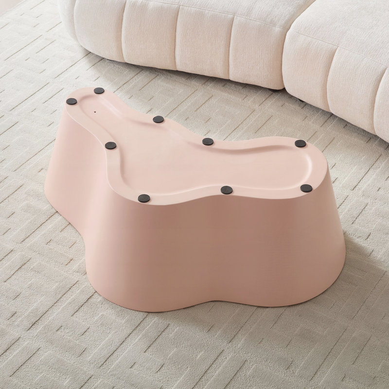 Table basse de 50 pouces de forme unique en fibre de verre robuste pour salon sans assemblage BRUN, Rose