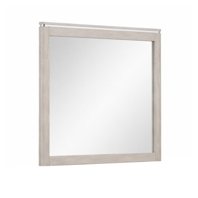 Miroir de commode Hezi, blanc glam, cadre moulé multicouche, 41 x 42