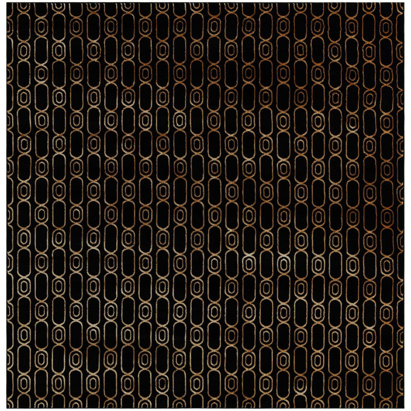 Tapis contemporain noir et doré Vincente, Carré 10 pi