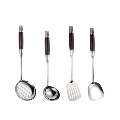 4PCS Kitchen Utensil Set - 316 Stainless Steel And Colorful Wood Handles, Includes Spatula, Soup Ladle, Sauté Spoon, And Turner