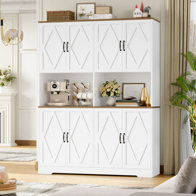 71''H Large Kitchen Pantry, Coffee Bar Cabinet With Microwave Shelf
