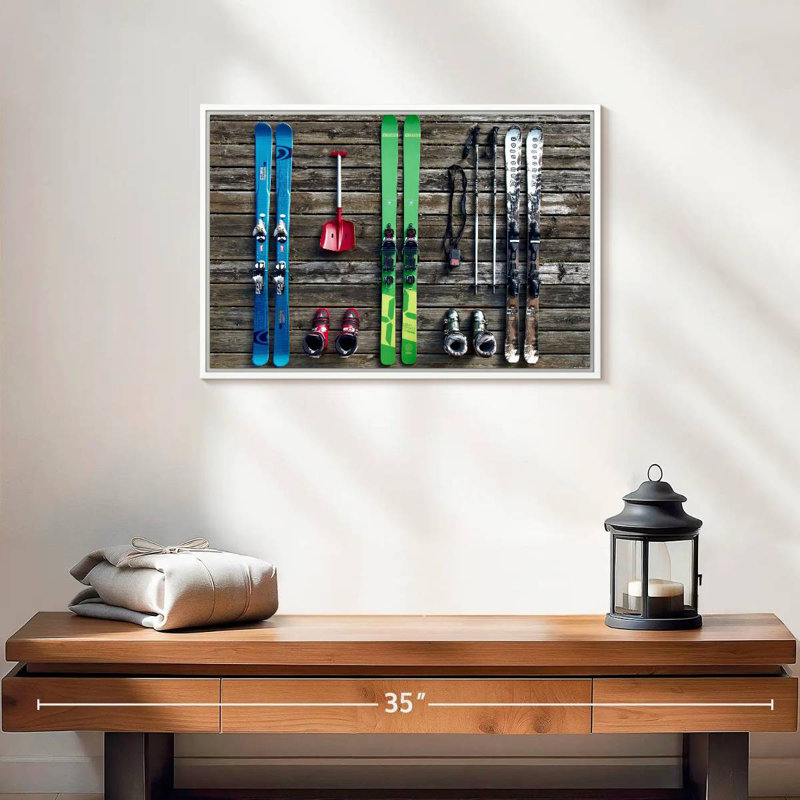 Équipement de ski, 19 po x 13 po, Cadre flottant blanc