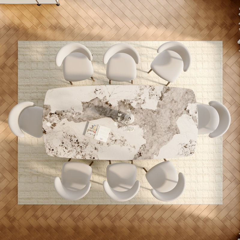Ensemble de salle à manger 9 pièces Otelia, 9 pièces : table, 8 chaises, H 29,53 po x L 86,6 po x l 43,3 po