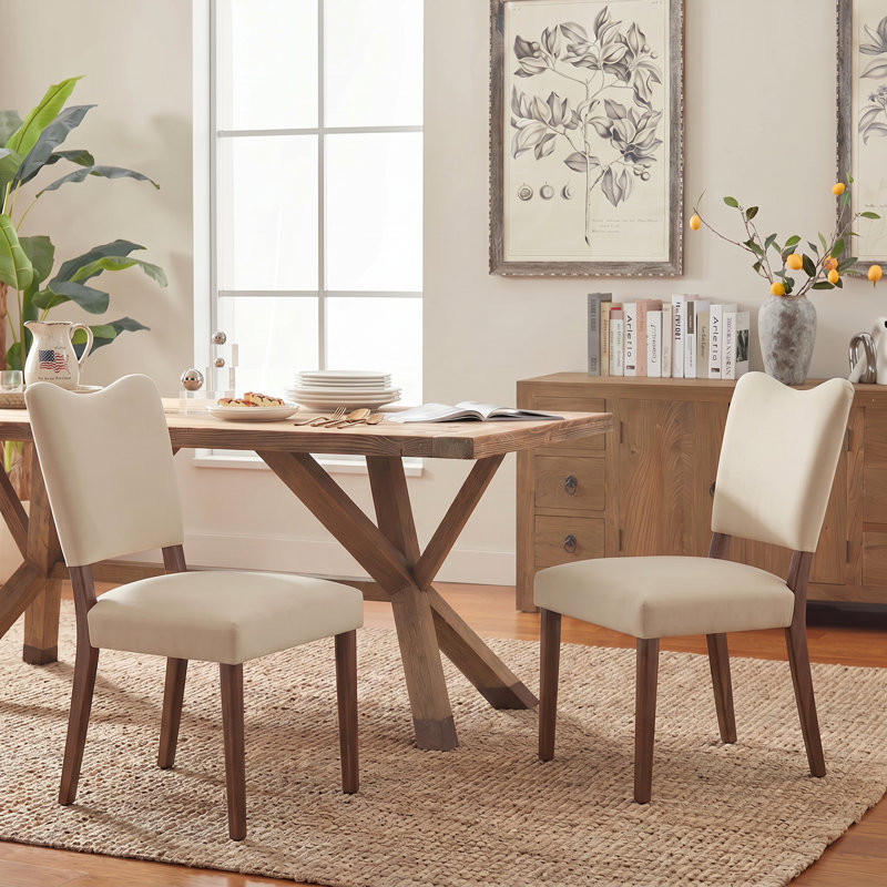 Velvet Upholstered Dining Chairs, Linen