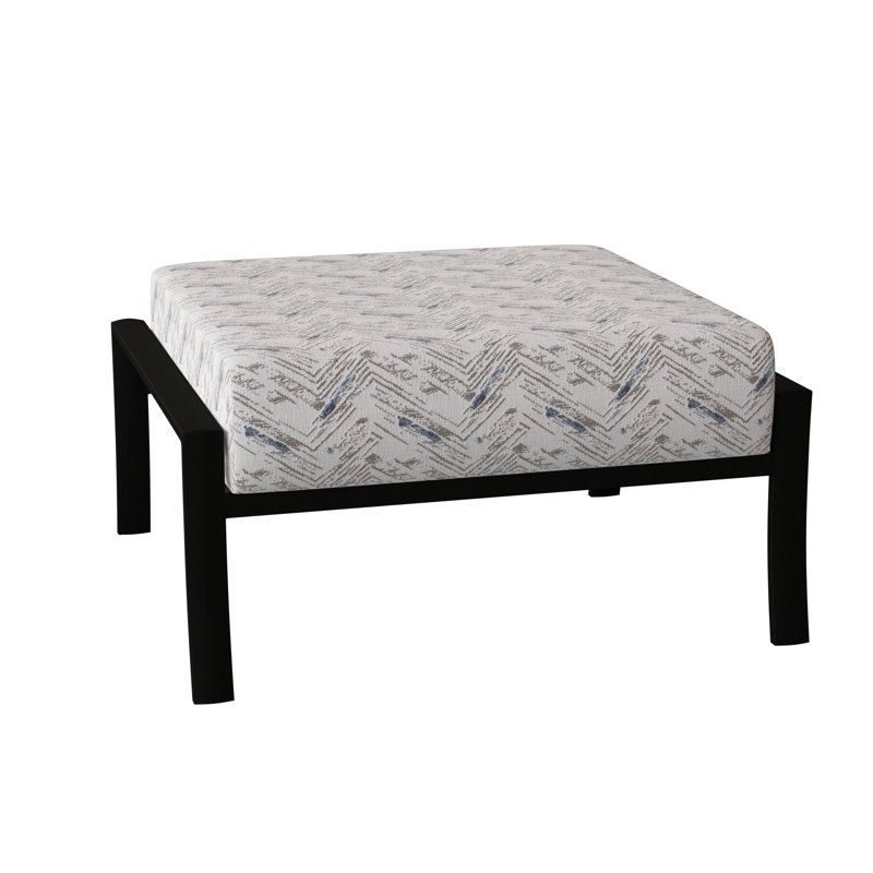Fremont Outdoor Ottoman, Denver Scarlett Sunbrella®, Textured Black