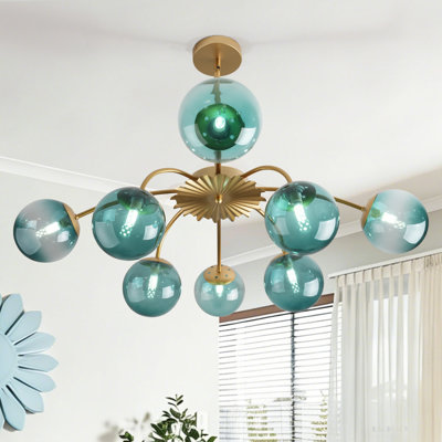 Lustre suspendu Spoutnik en verre Blossom Bule